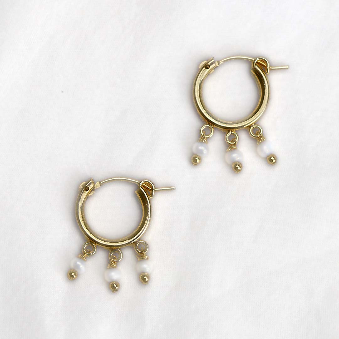 Girl from the Matrix Earrings - Gold and Pearl