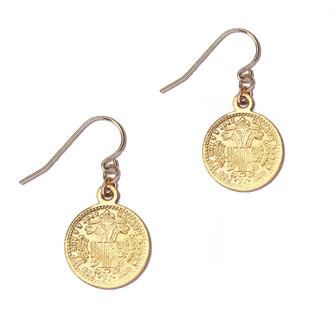 Heirloom Mini Coin Earrings tails - Gold