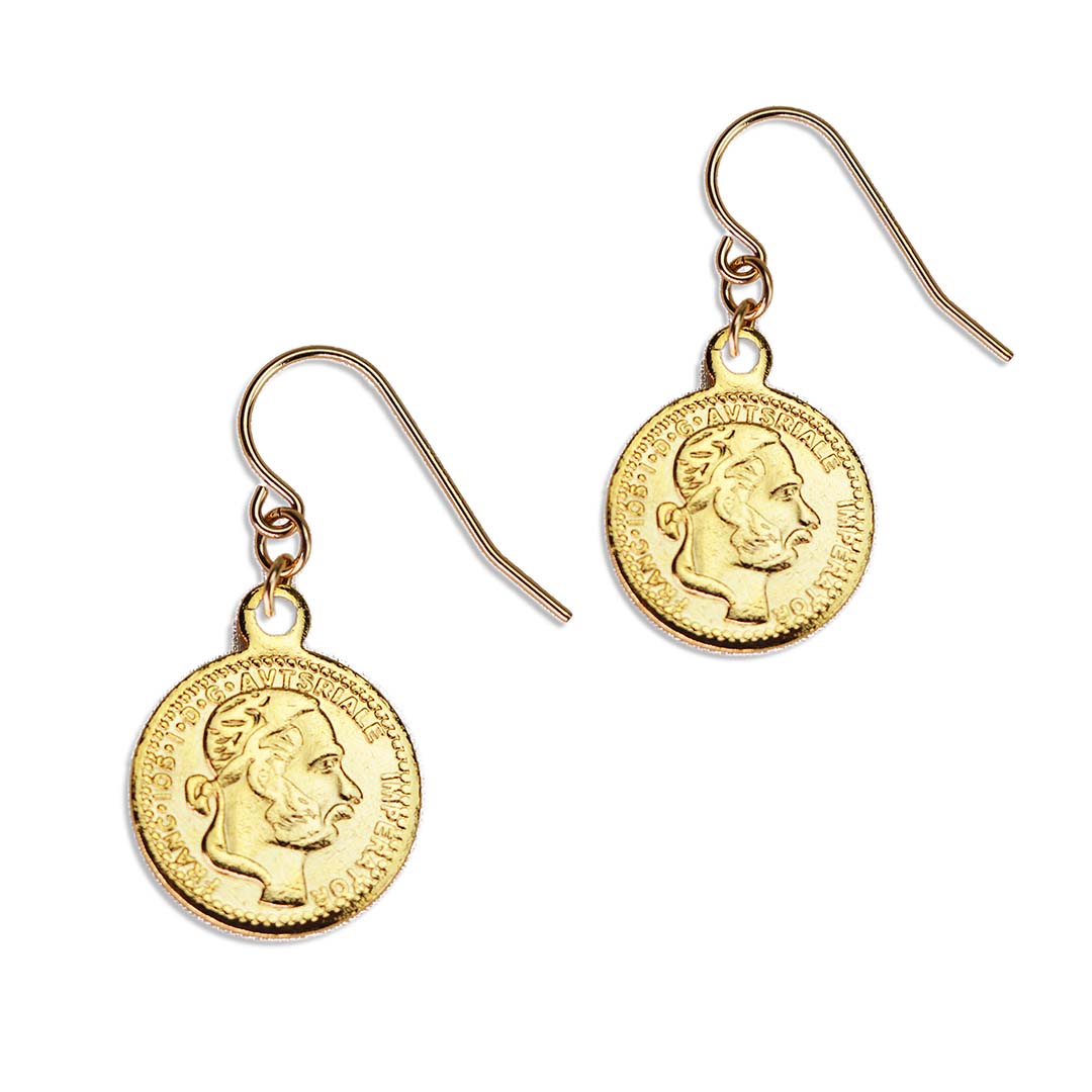 Heirloom Mini Coin Earrings heads- Gold