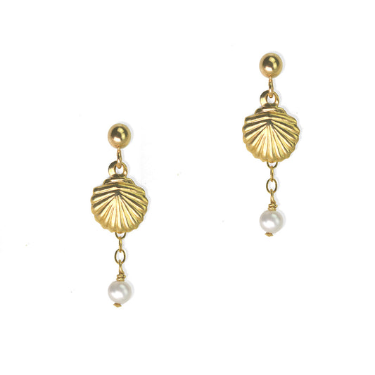 Impressions Baby Shell Earrings - Gold and Pearl