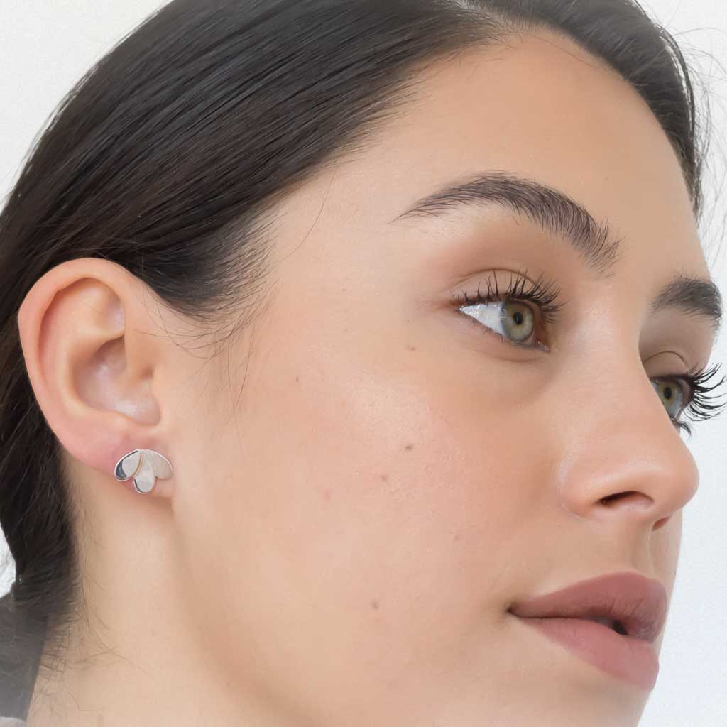model wearing Succulent earrings sterling silver