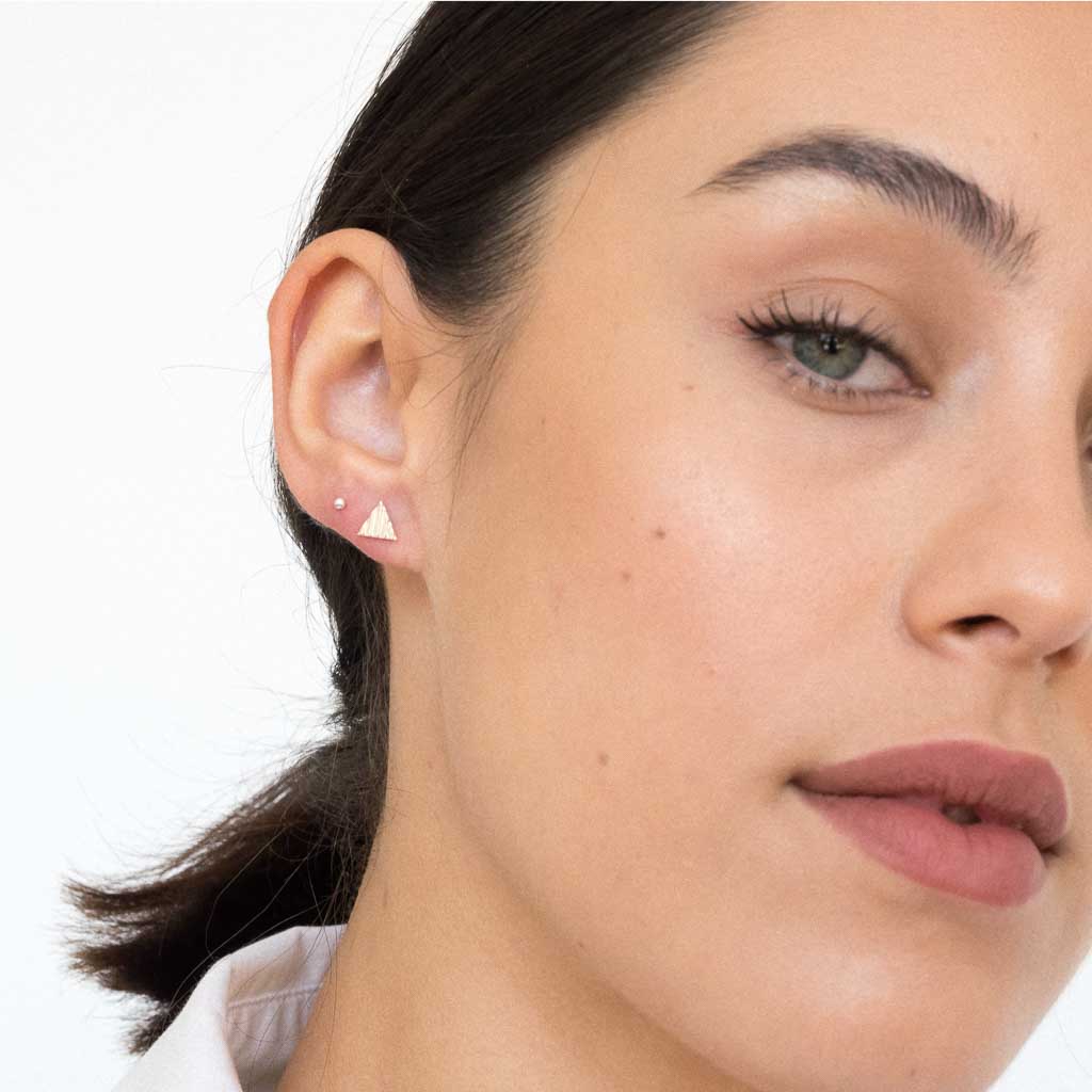 model wearing crinkle earrings earrings sterling silver