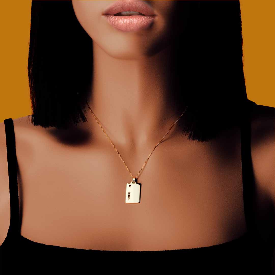 Model wearing Gemini Necklace - Gold