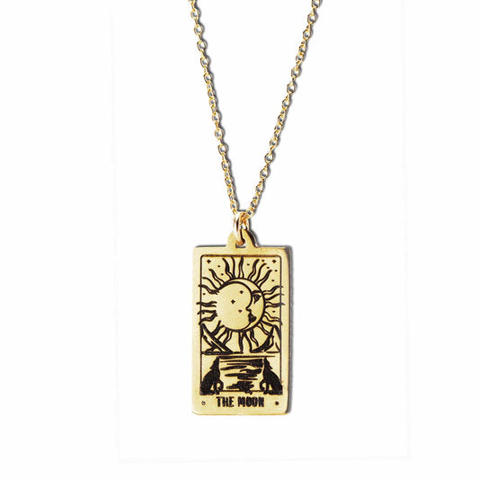 The Moon Tarot Card Necklace - Gold