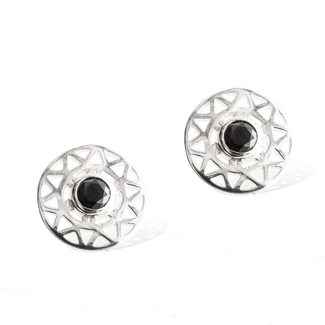 taraxacum-earring-sterling silver black spinel-front