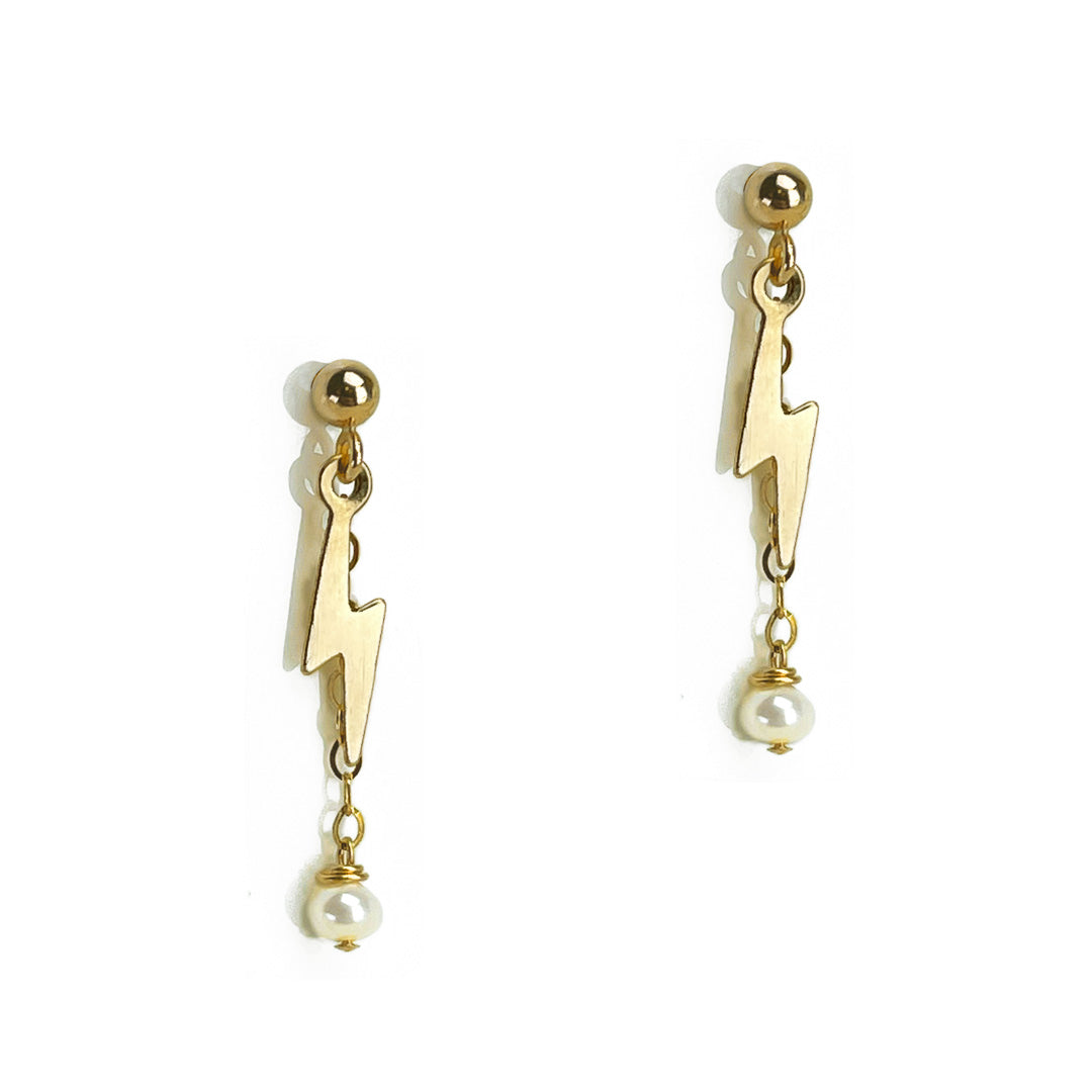 Thunderstruck Earrings - Gold and Pearl